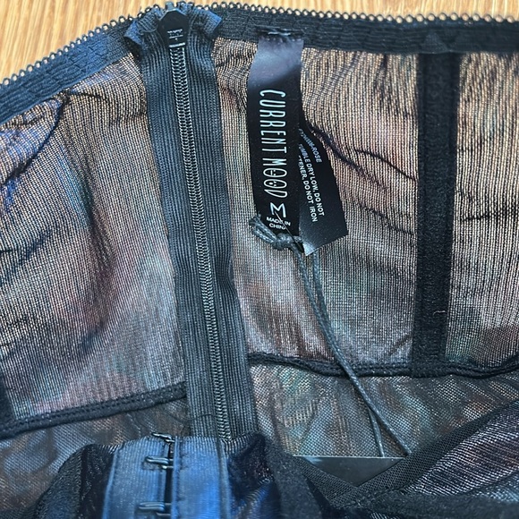 Current moon dark night Mesh Floral Lace Corset mini slip Dress medium new - Picture 4 of 6